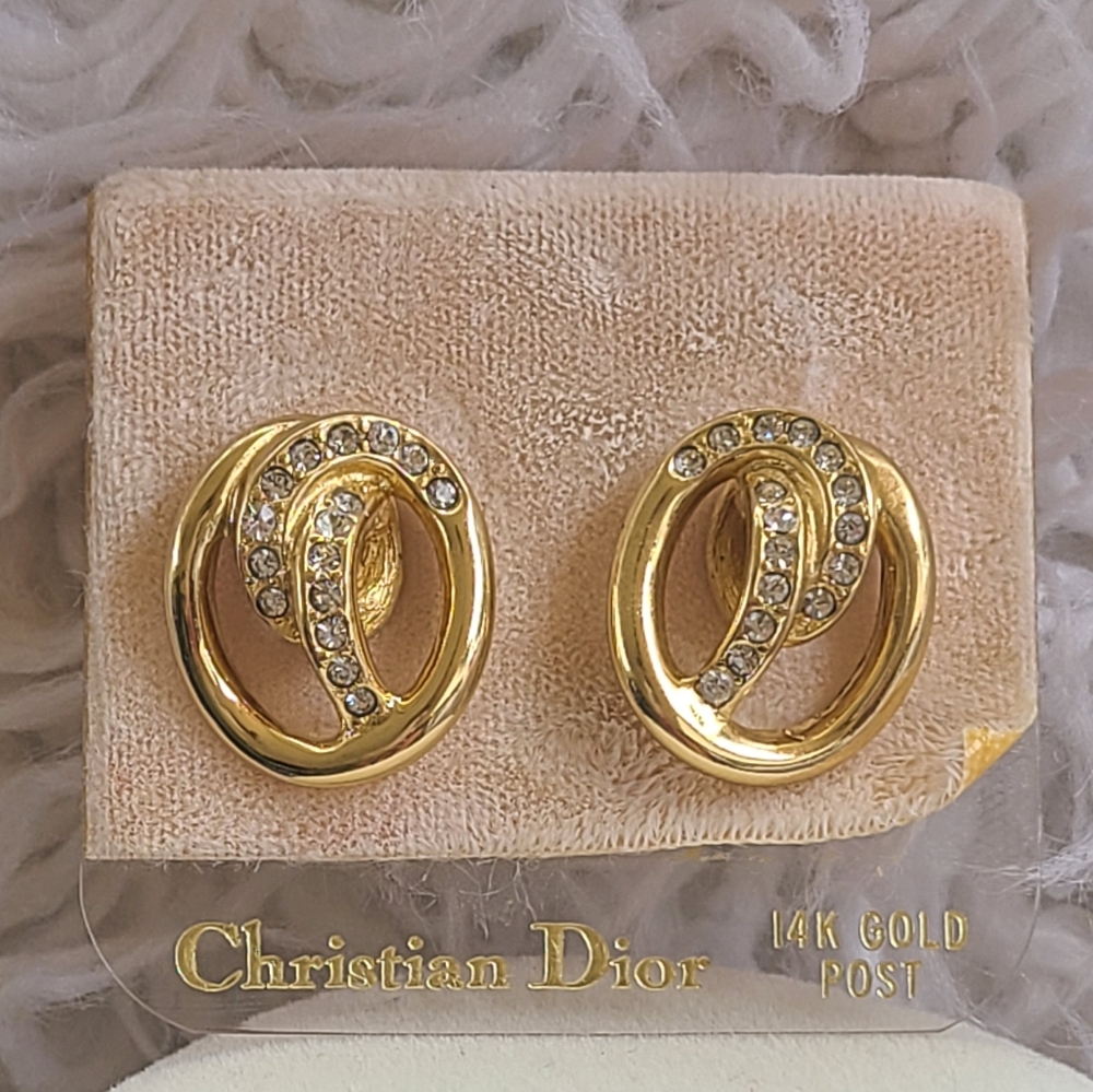 Gorgeous Rare Vintage Dior 14k Gold Post Earrings- Excellent Vintage Condition